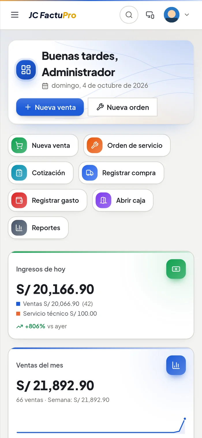 JC FactuPro en el celular