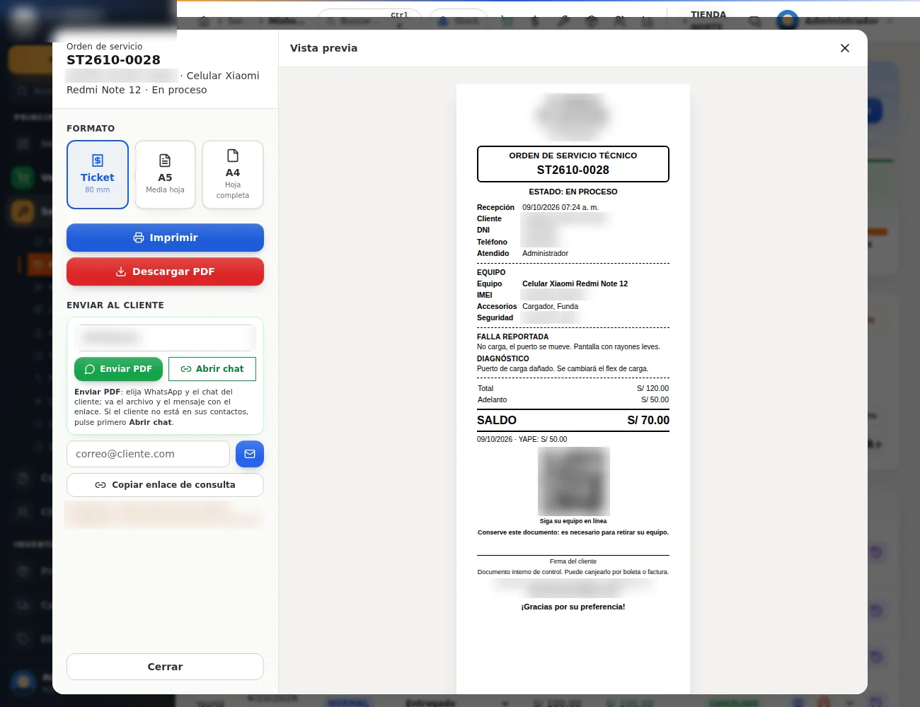 Órdenes de servicio claras y profesionales